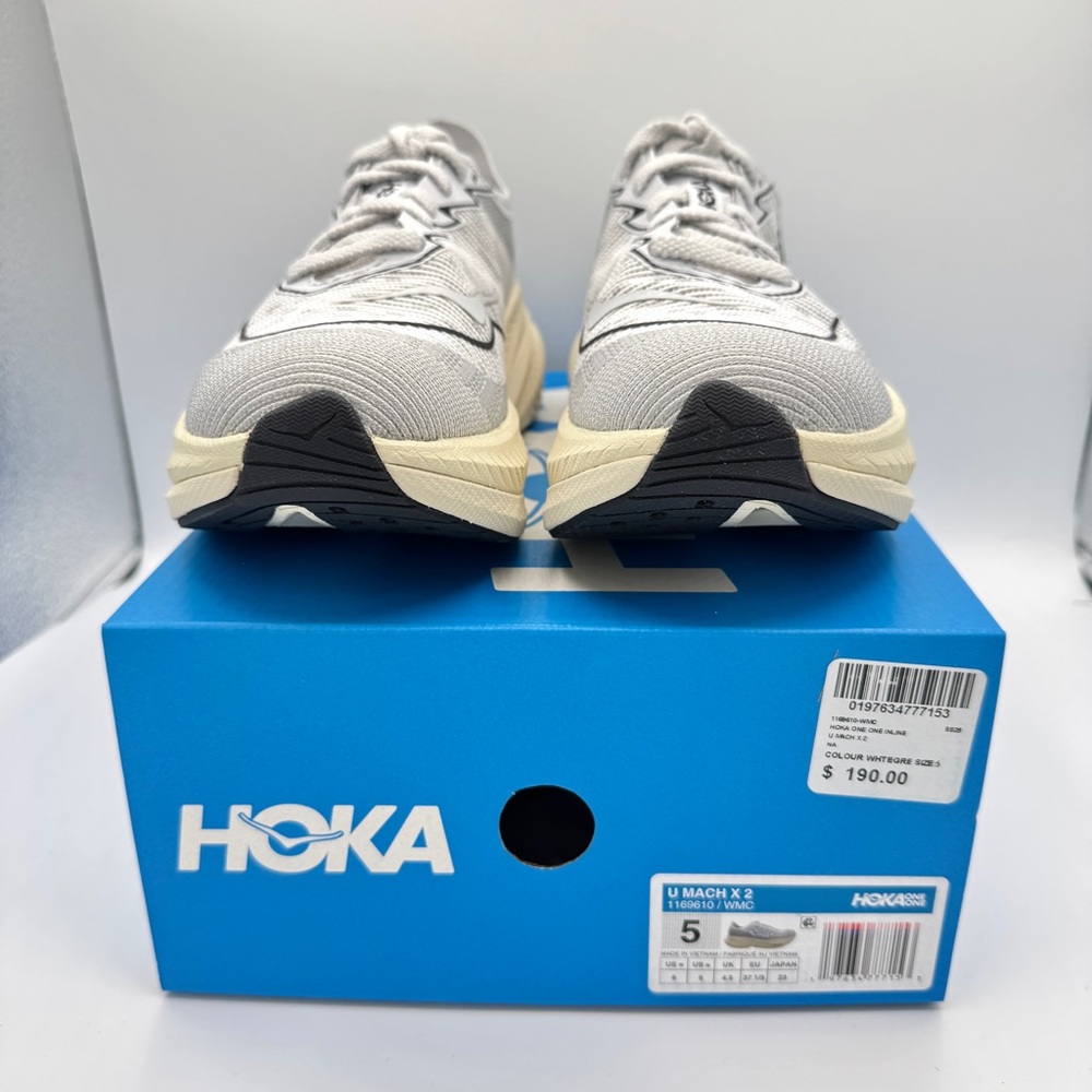 NWT Hoka Mach X 2 U Unisex in White / Cosmic Grey Sneakers Running Shoes NEW - Picture 10 of 16